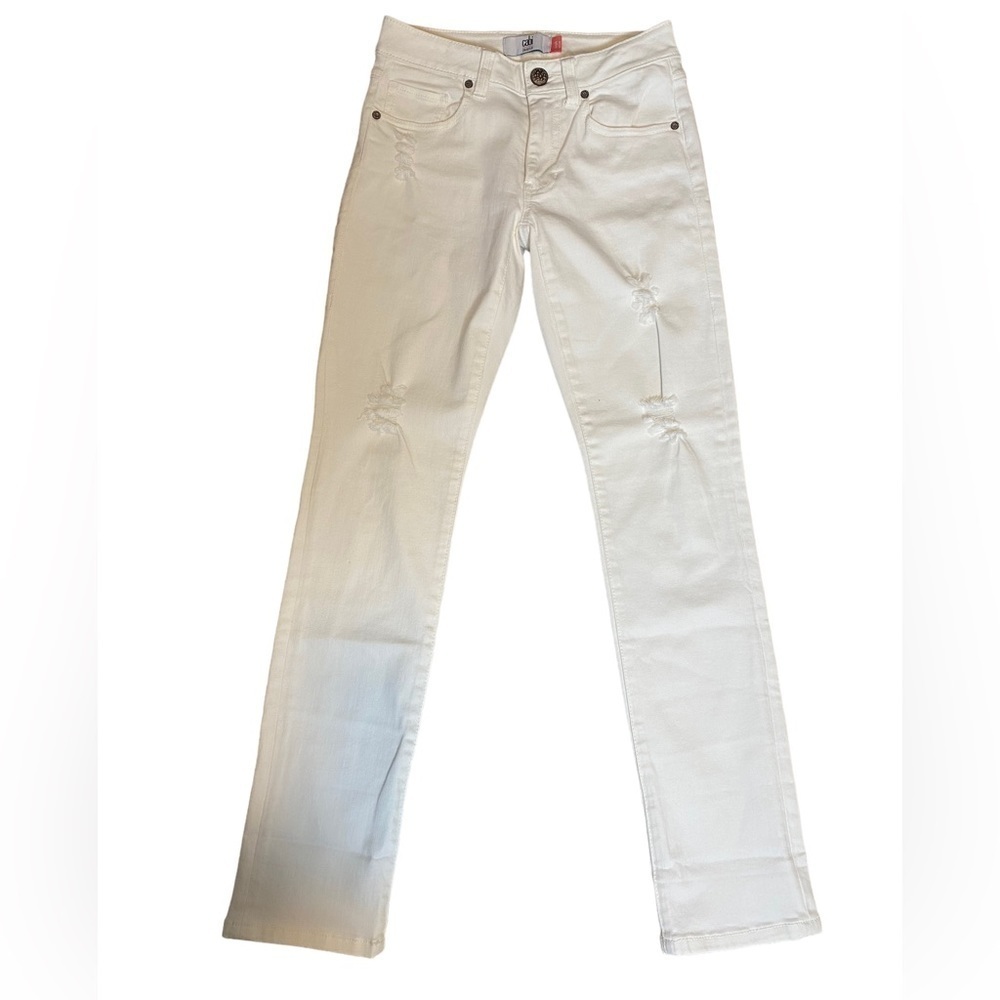 CAbi High Slim Jeans White Style: 5305 Size 0 Distressed - Picture 2 of 6